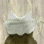 HYFVE  Women’s Olive Pants/Black White Stripe Tank Top Romper Jumpsuit Size S Photo 5