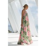 NEW L’IDEE Costiera Maxi Dress Womens Strapless Green Pink Floral Size Small Photo 5