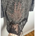 Chris & Carol  Top Women S Black Gray Sheer Blouse Dark Romantic Lace Texture Photo 4