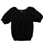 EXPRESS  Black Shimmer Loose Knit Puff Sleeve Mohair/Wool Blend Sweater Medium Photo 1