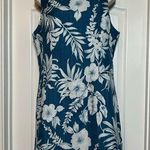 Vintage Silk Pineapple Moon Tank Top Sheath Women’s Tropical Hawaiian Dress Blue Size L Photo 0