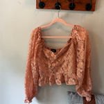 VICI BLUSH CROPPED LACE PEPLUM BLOUSE - BLUSH-SIZE MEDIUM🩷 Photo 4