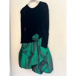 Jessica McClintock Vintage 80’s Black Velvet & Green Bubble Skirt with V-Neck Back Size: Medium Photo 6
