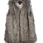 Rachel Zoe Brown tones Shaggy Boho Preppy Warm Lined Faux Fur Vest size Medium Photo 1