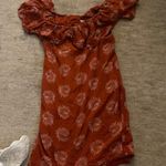 Madewell burgundy off the shoulder dress with floral design and with pockets Photo 1