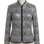 MSK Jacket XL Silver Zebra Sparkle Shimmer Metallic Animal Print Zip Clubwear Black Photo 0