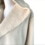 Cotton Emporium  Ivory Open Front Hooded Faux Fur Long Cardigan Jacket size small Photo 6