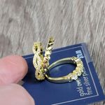 Belk NWT Gold Over Fine Silver Plated Crystal Halo and Band 3 Piece Ring Set Photo 3