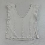 Free People White Ruffle Sleeve Tank Top XL cap Sleeve Knit Casual READ Photo 9