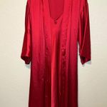 Intimate Affair Red Satin Robe Set Nightgown Sleepwear Lingerie Medium M Photo 0
