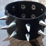 Exaggerated Spike Gothic Studded Bracelet Choker Faux Leather Punk Rivets Black Photo 0
