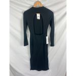 Topshop New  Ribbed Open Back Long Sleeve Black Bodycon Dress Size 4 Photo 1