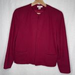 Talbots Vintage Fuschia 100% Wool Blazer Jacket Womens 8 Open Front Long Sleeve Photo 0