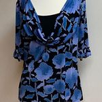 East 5th  Black/Blue Short Sleeve Blouse Photo 0