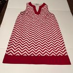 Mud Pie  red and white‎ chevron dress women's size medium dress missing belt Photo 4