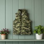 Old Navy Womens Puffer Vest Camo Green Zip Up Stand Collar Size M Photo 2