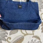 Esprit 90s  Vintage Denim Purse Handbag Small Mini Tote Bag Jean Plaid Liner Photo 4
