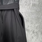 Calvin Klein  Jumpsuit XS Black Faux Leather Wide Leg V-Neck Tie Waist Formal Photo 5