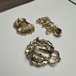 Santa Claus, Holly Wreath, Stocking Christmas Brooch Pin Lot Of 5 Gold Tone Photo 4