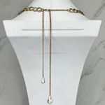 Faux Pearl Charm Long Textured Chain Link Gold Tone Necklace Photo 3