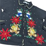 Victoria Jones π Vintage Black Christmas Cardigan Sweater - Size M - ππ§Έ Photo 1