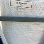 No Comment White Cable Knit Sweater Vest with Navy Trim  size medium Photo 2