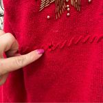 Vintage 90s August Max oversize VOLUP knit red holiday sweater beaded snowflakes Size 2X Photo 3