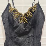 Madelon Louden Black Velvet Bodysuit Gold Embroidery Lingerie Vintage Fits‎ XS/S Size M Photo 2