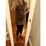 VICTOR ALFARO Brown Animal Print Sleeveless Front Hidden Button Placket Top L Size L Photo 11