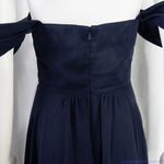 AQUA NEW  Off-the-shoulder center notch‎ Chiffon Gown In Navy, size 2 Photo 9