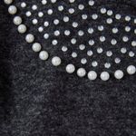 ZARA  Sweater L Embellished Peter Pan Collar Pearl Rhinestone Crewneck Gray Photo 6