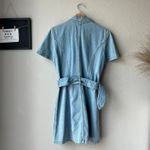 Nanushka Dress Denim Short Sleeve 80s Wash Blue Belted Mini Dress M Size M Photo 9