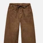 ZARA NWOT drawstring corduroy pants Belted Chocolate brown 10 Wide Leg Photo 4