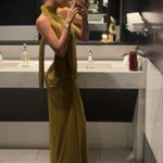 ZARA  maxi halter shawl dress Elegant Olive Green wedding party evening  Photo 18