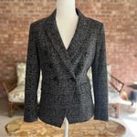 White House | Black Market WHBM Studio Trophy Plaid Black Grey Tweed Knit Double Breasted Blazer 4 Photo 3