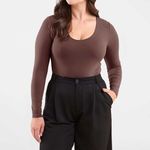 Nuuds Coffee scoop neck Long Sleeve Bodysuit Brown Size XL Photo 0