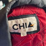 CHIA Colorblock Leather Moto Jacket Red White Black Belted Quilted Size M Size M Photo 1