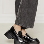 Michael Kors Shiloh Black Leather Chunky Lug Sole Platform Loafers Photo 0