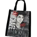 Via Penny Lane Reworked Apparel Michael Jackson BAD ‘88 Black Canvas Tote Bag OS Photo 0