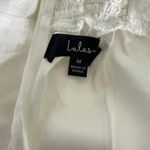 Lulus  White Gingham Puff Sleeve Dress Large Cottagecore V-Neck Open Back Bow Photo 6