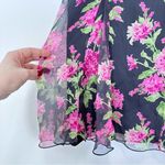 Max Mara  Vintage 90s Silk Tulip‎ Pink and Black Floral Flowy Midi Skirt Size 8 Photo 1