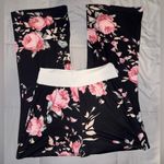 Navy Floral Print Lounge Pants Size Large Pink Photo 2