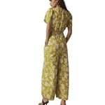 Anthropologie  Somerset Jumpsuit Yellow Chartreuse Floral Cotton XS Photo 1