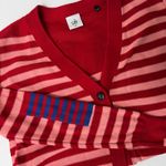CAbi Picnic Cardigan Sweater Mixed Red Pink Black Blue Stripes Size XS Photo 2