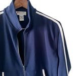 Vintage 80s Track Jacket navy white zip front size medium M Blue Photo 1
