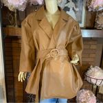Ashley Stewart BROWN FAUX LEATHER BELT CLOSURE LIGHTWEIGHT JACKET NWT (30) Photo 3