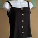Poof! Nwt poof ribbed black tank with tortoise buttons Photo 0