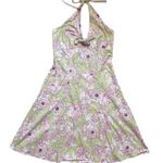 Vintage Y2K Hibiscus flower Hawaiian print mini halter dress Multi Photo 1