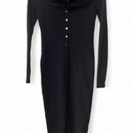 Forever 21  Women's Faux Fur-Trim Ribbed Sweater Midi Dress Black Size XL Photo 2