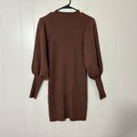AVANTLOOK Bubble Sleeve Slim Knit Brown Sweater Winter Dress Size Large New Photo 2